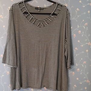 Fred David 2X Top Charcoal gray stripes cut out
